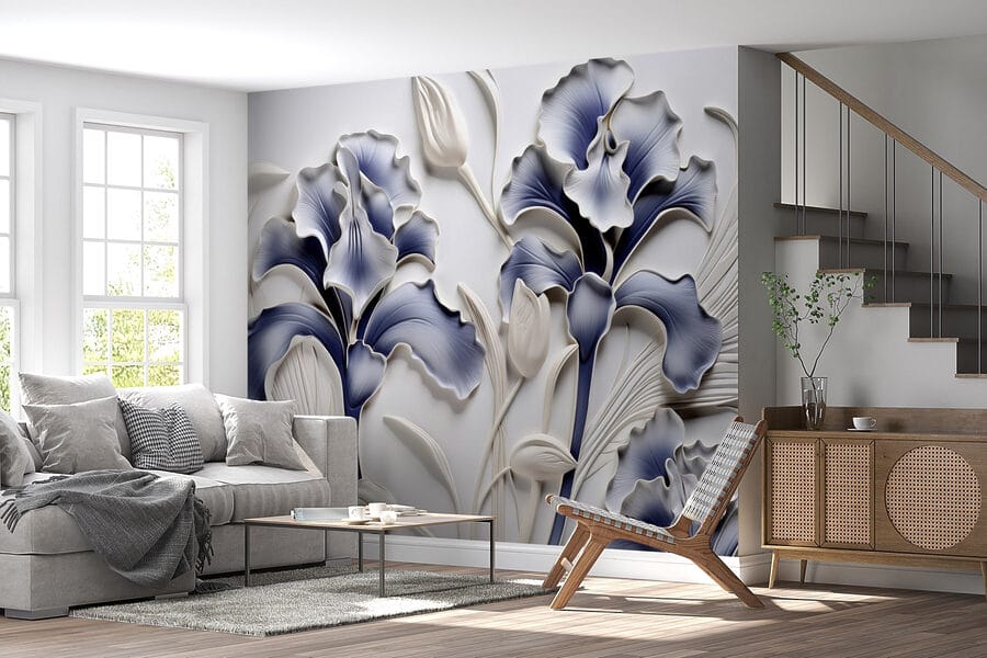 Arte para parede com flores e folhas