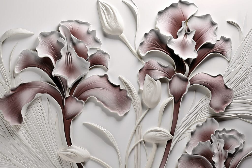Parede com flores e folhas Parede com flores e folhas