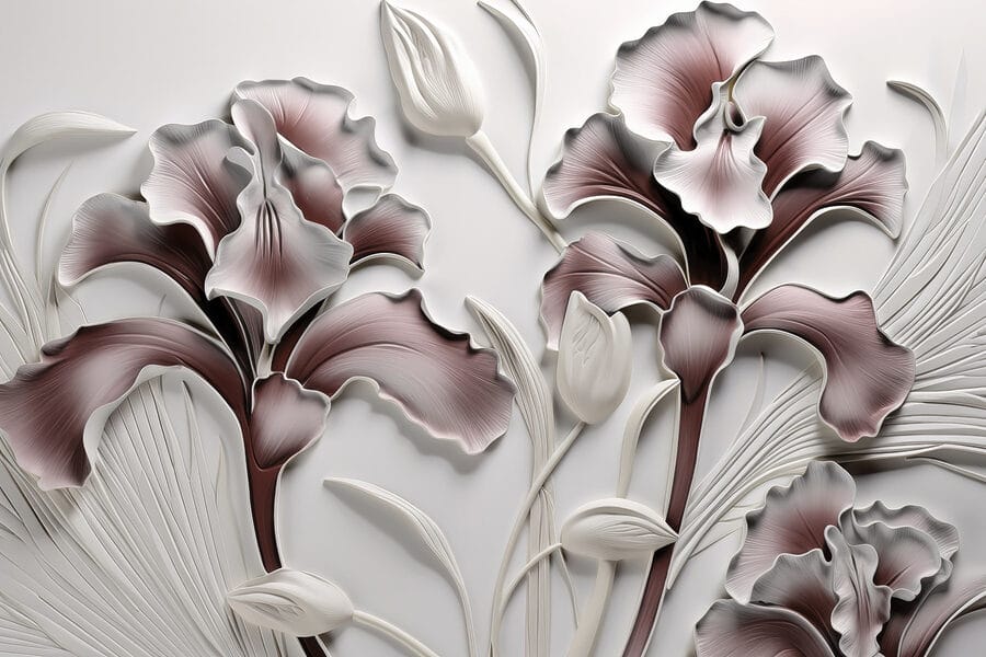 Parede com flores e folhas
