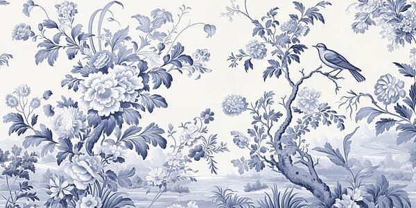 Blue and white floral design