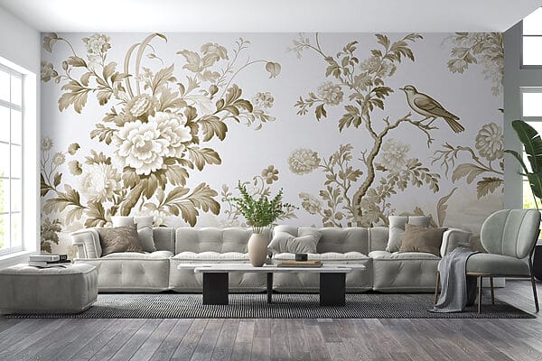 Papel de parede com flores e árvores Papel de parede com flores e árvores