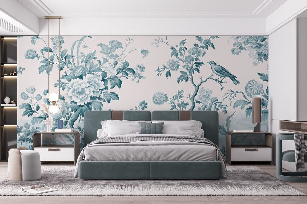 Wallpaper with flowers and trees Wallpaper with flowers and trees