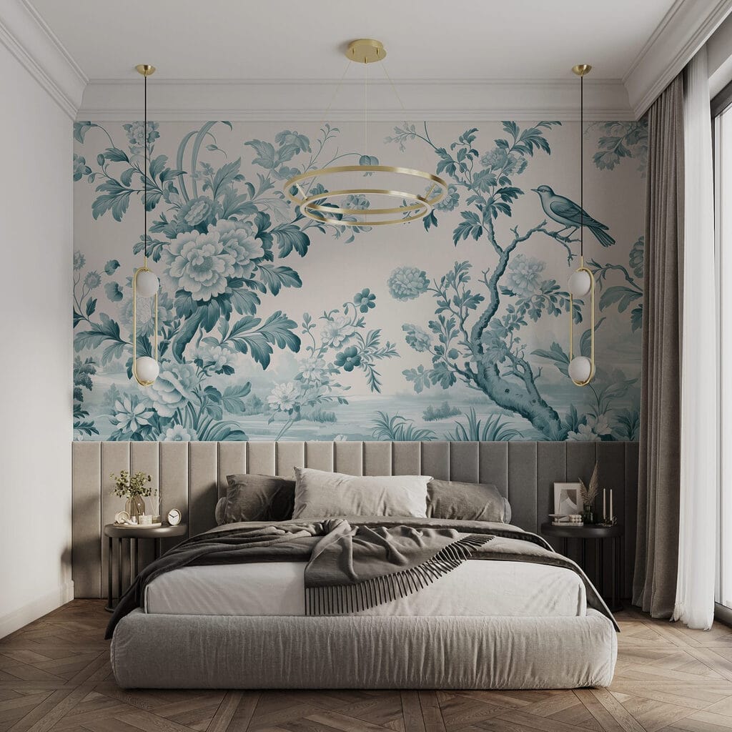 Wallpaper with flowers and trees Wallpaper with flowers and trees