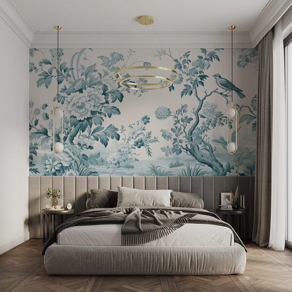 Papel de parede com flores e árvores Papel de parede com flores e árvores