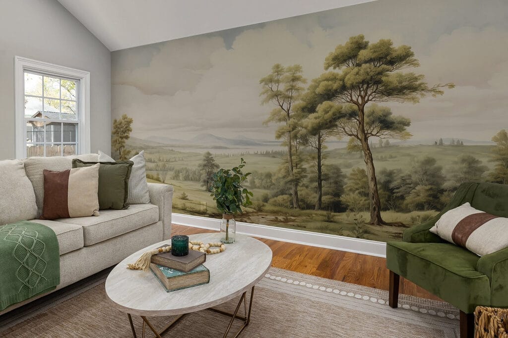 Landscape with trees and hills