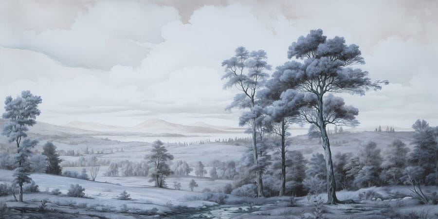 Paisagem com árvores e um rio