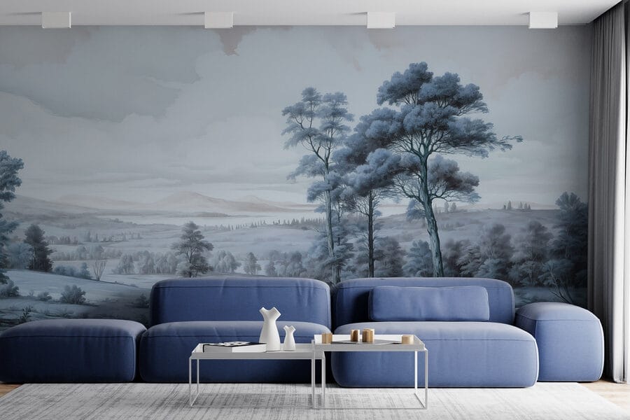 Paisagem com árvores e um rio