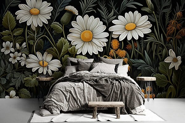 Papel de parede Papel de parede Pintura de flores e folhas (REF: w02980)