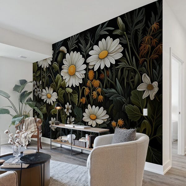 Pintura de flores e folhas Pintura de flores e folhas