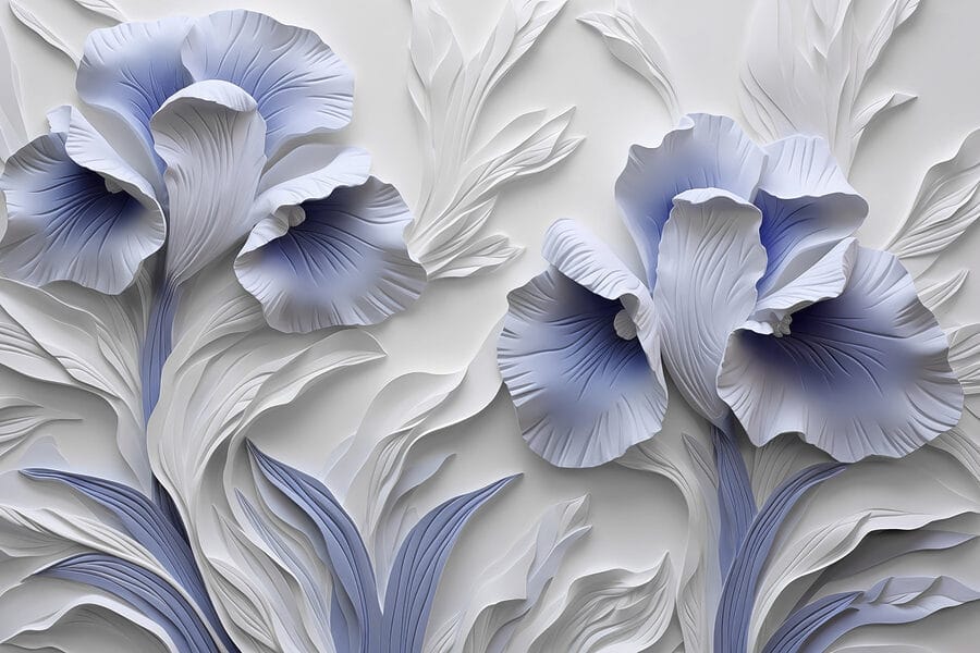 Flores de papel brancas e azuis Flores de papel brancas e azuis