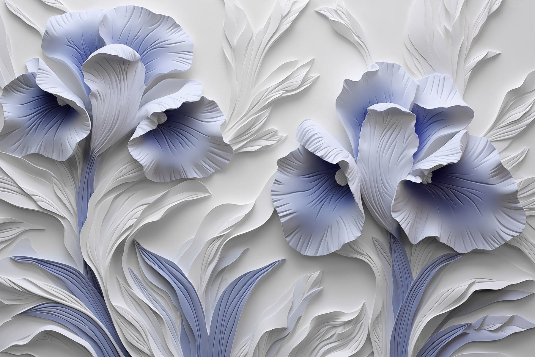 White and blue paper flowers White and blue paper flowers