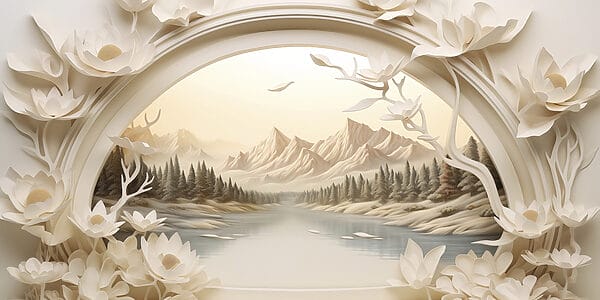 Papel de parede com um rio e árvores Papel de parede com um rio e árvores