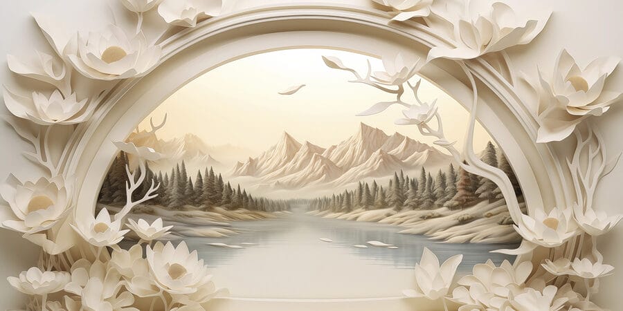 Papel de parede com um rio e árvores Papel de parede com um rio e árvores