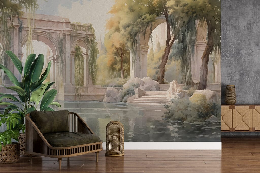 Water with trees and arches Water with trees and arches