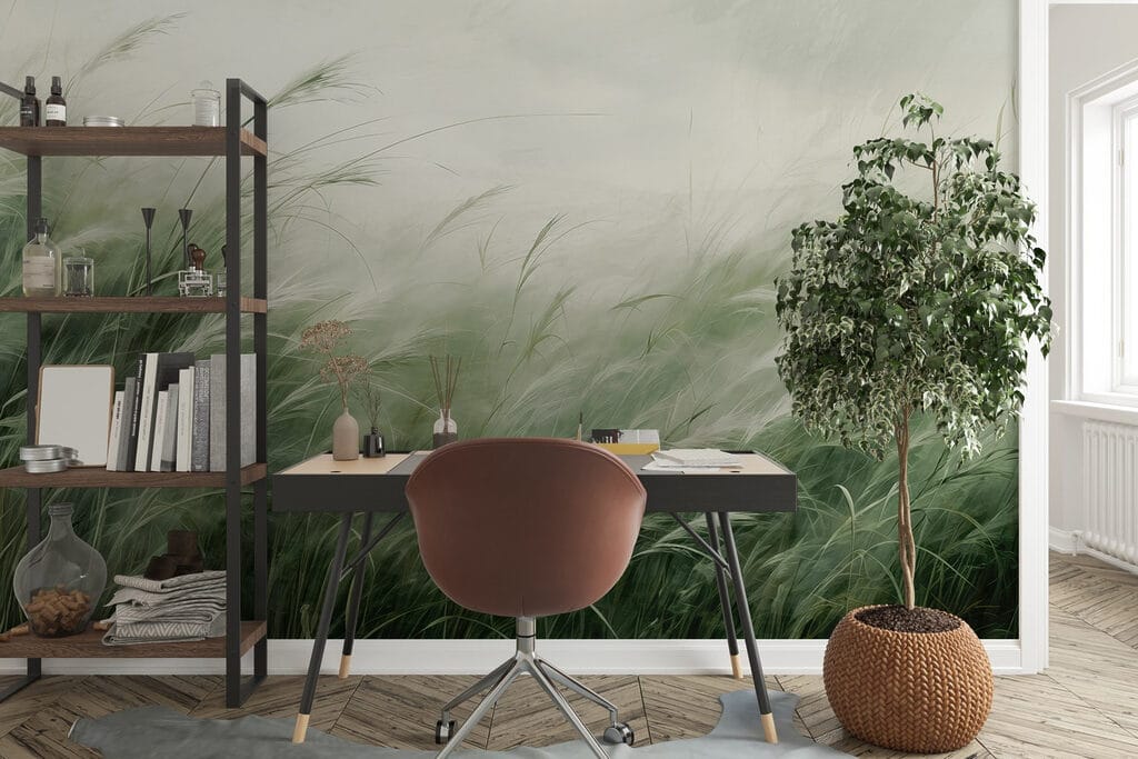 Field of grass with white clouds Field of grass with white clouds