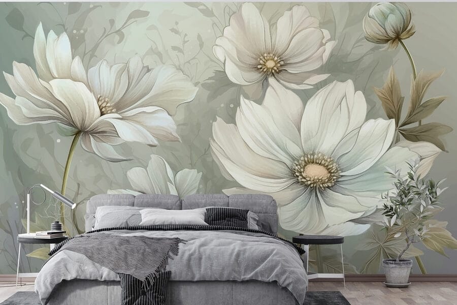Flores delicadas em tons serenos