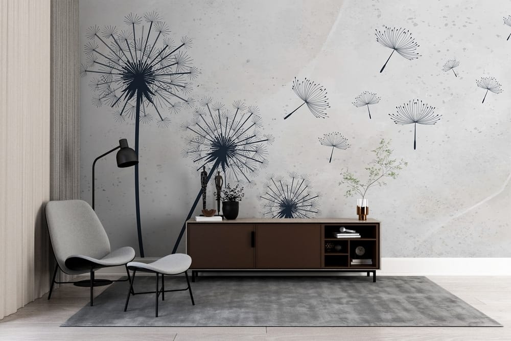 Group of dandelions flying in the air Group of dandelions flying in the air