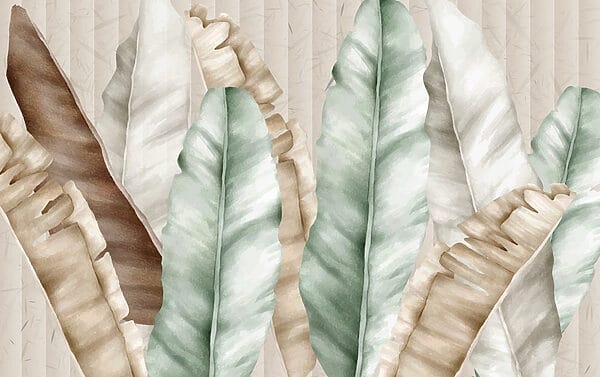 Folhas texturadas em tons pastel suaves Folhas texturadas em tons pastel suaves