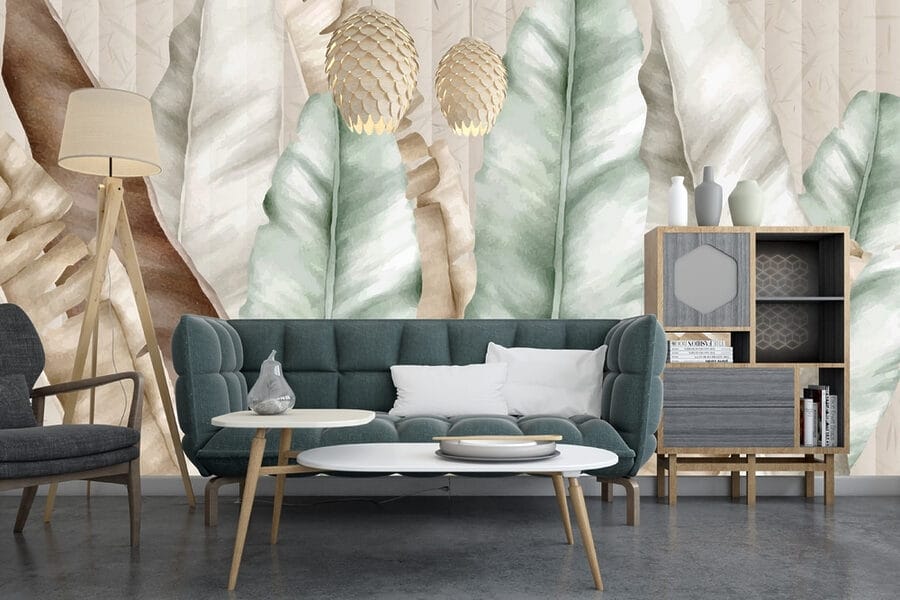 Folhas texturadas em tons pastel suaves