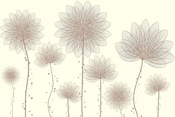 Grupo de flores com linhas e pontos Grupo de flores com linhas e pontos