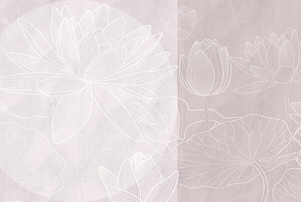 White flower drawing on a grey background