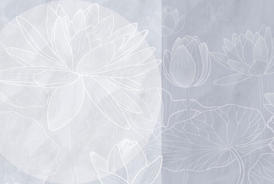 Desenho de uma flor branca sobre um fundo cinzento