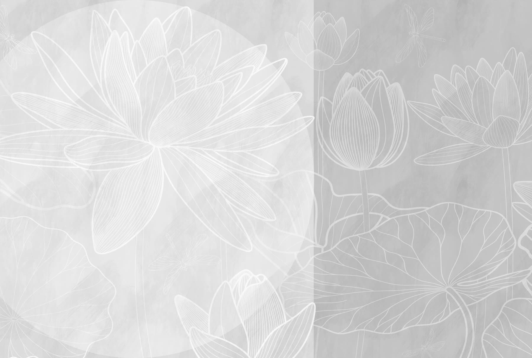 White flower drawing on a grey background