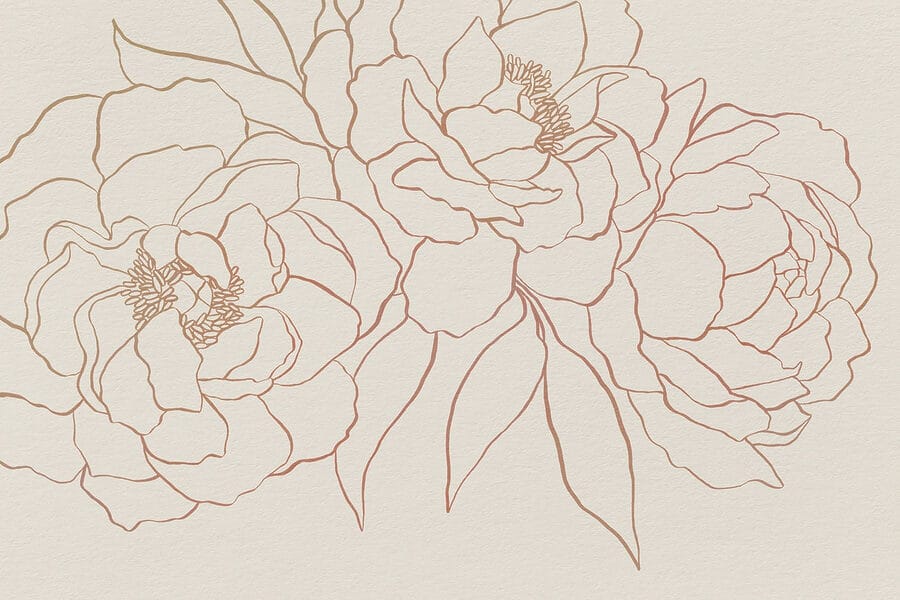 Desenho de flores numa superfície branca
