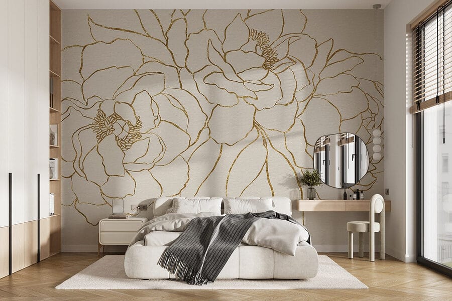 Desenho de flores numa superfície branca