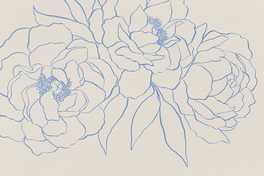 Desenho de flores numa superfície branca