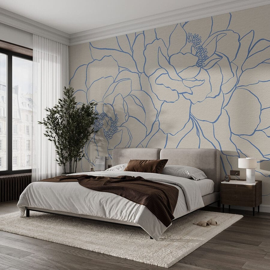 Desenho de flores numa superfície branca