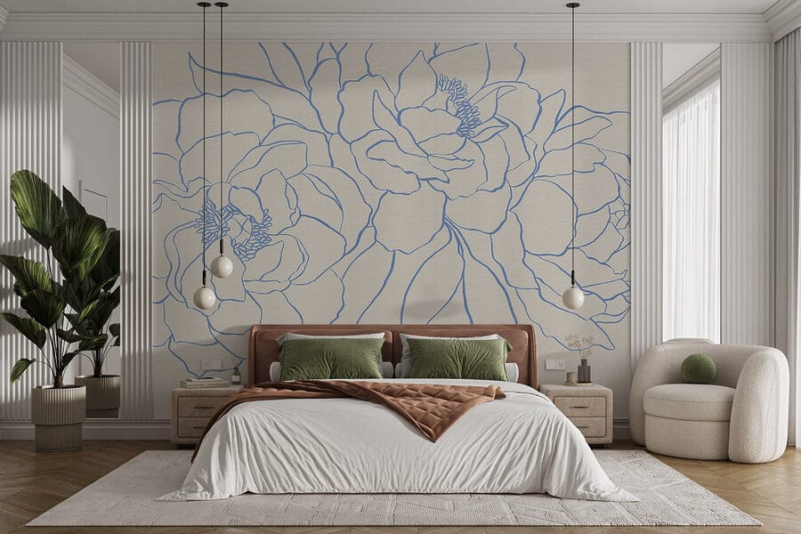 Desenho de flores numa superfície branca
