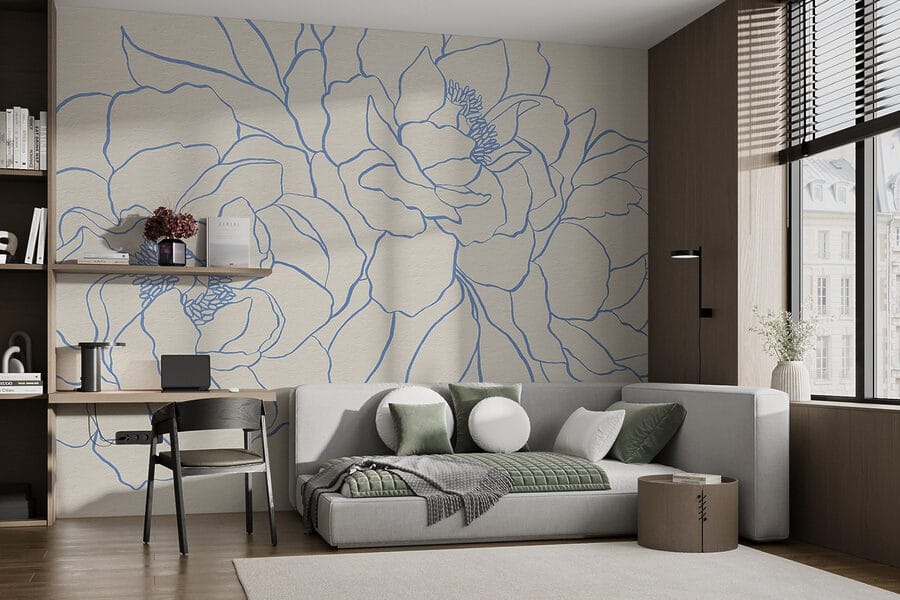 Desenho de flores numa superfície branca