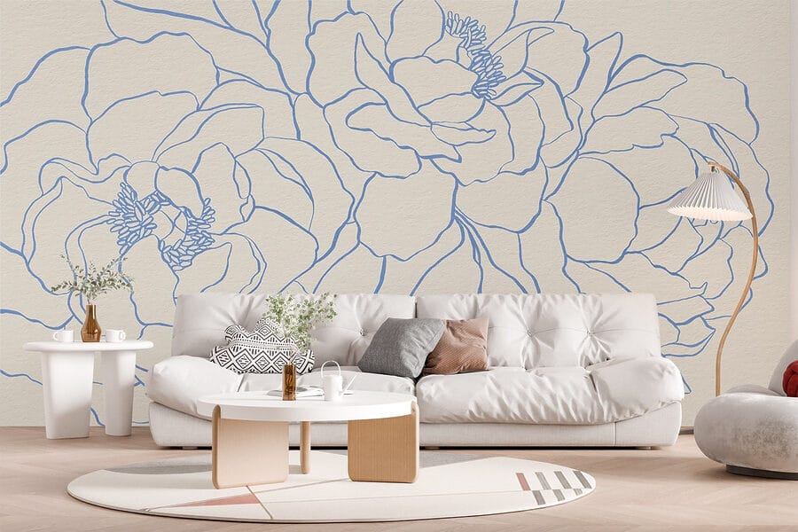 Desenho de flores numa superfície branca