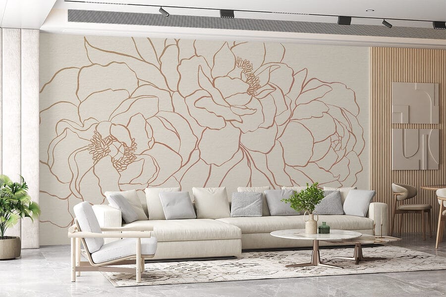 Desenho de flores numa superfície branca