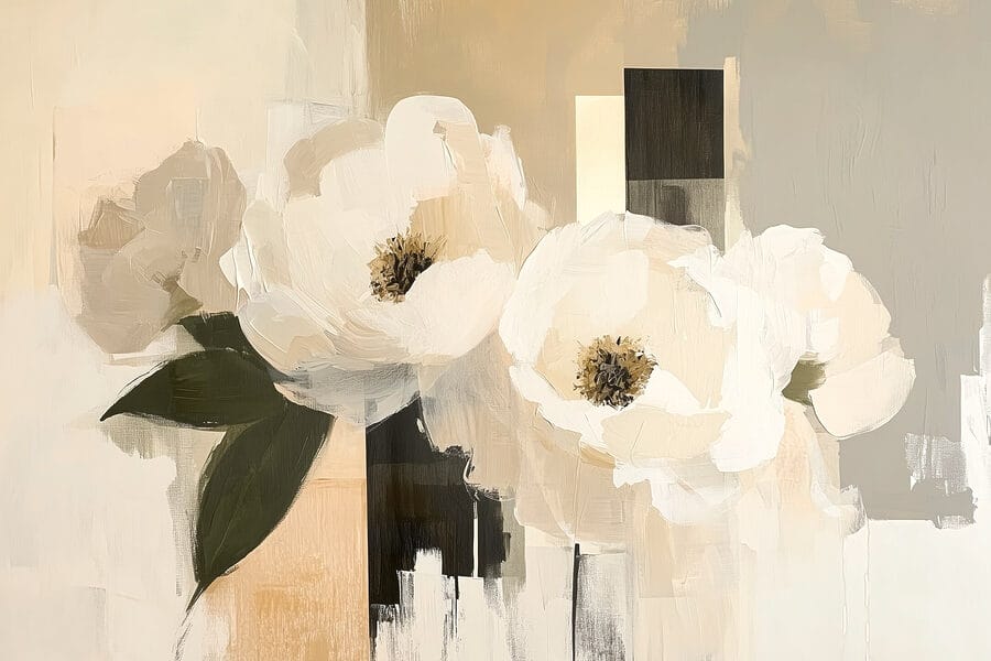 Pintura de flores brancas
