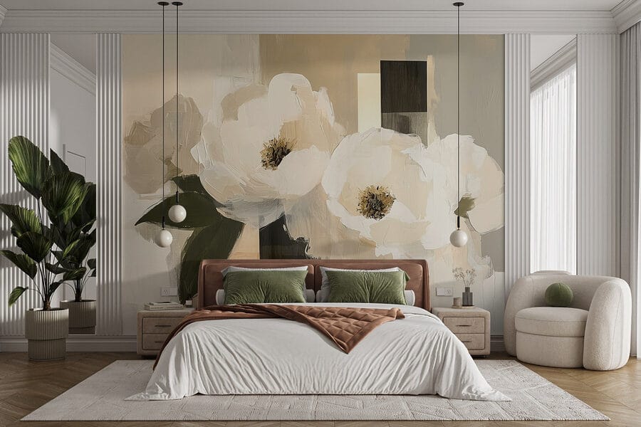Pintura de flores brancas
