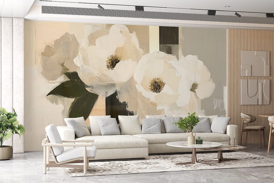 Pintura de flores brancas