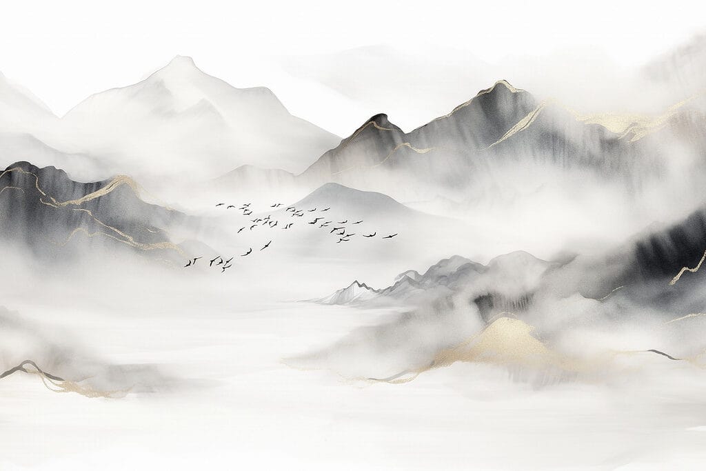 Pássaros a voar nas nuvens Pássaros a voar nas nuvens