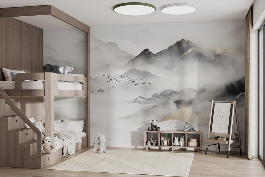 Birds flying in the clouds