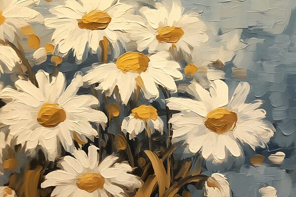 Pintura de flores brancas e amarelas Pintura de flores brancas e amarelas