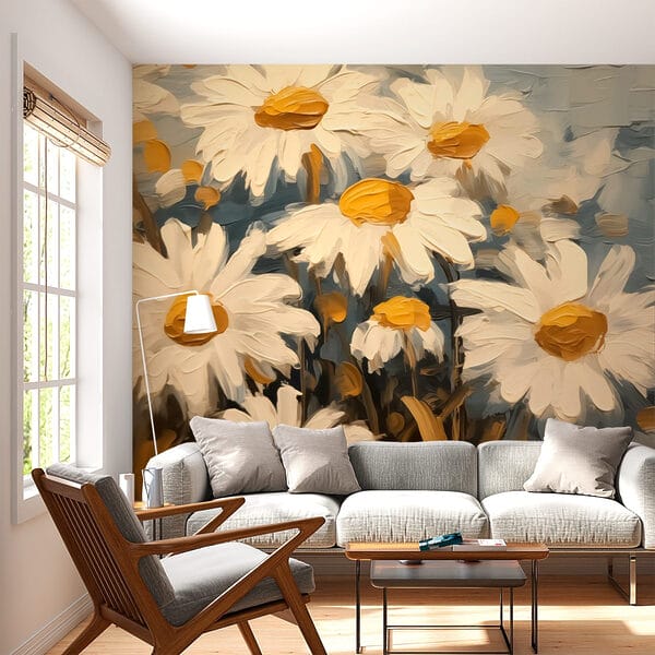 Pintura de flores brancas e amarelas Pintura de flores brancas e amarelas