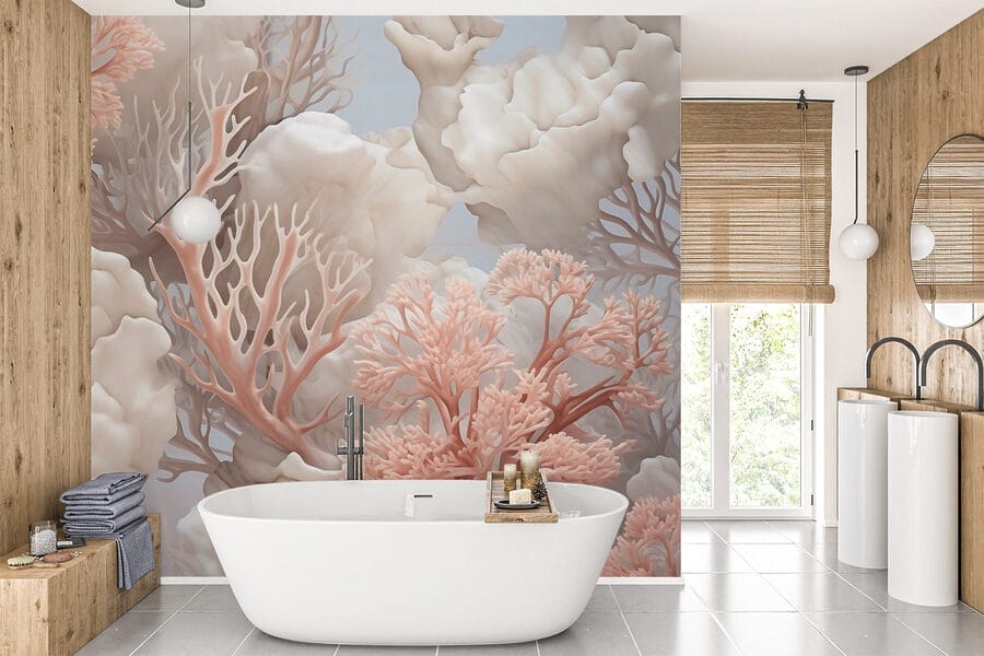 Texturas suaves de coral em tons serenos