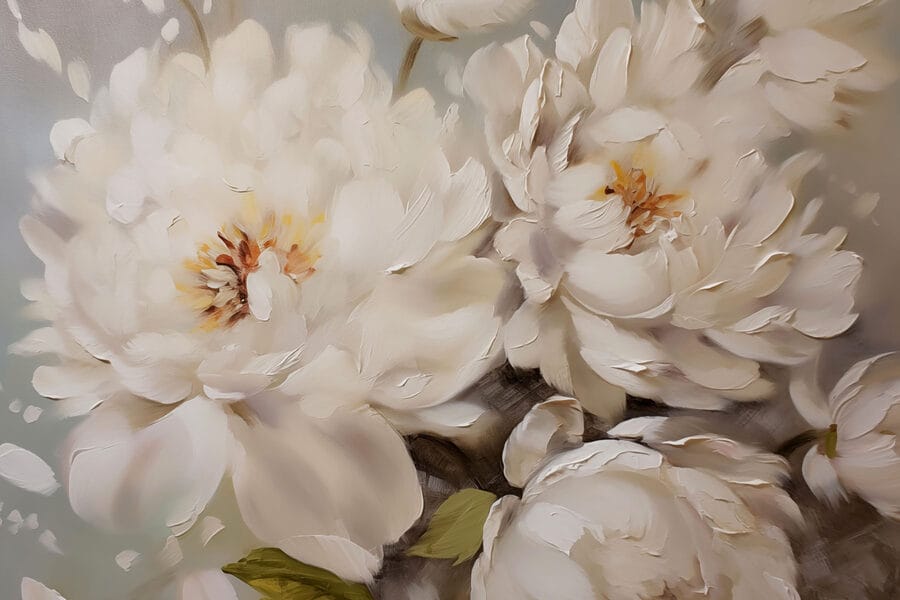 Pintura de flores brancas