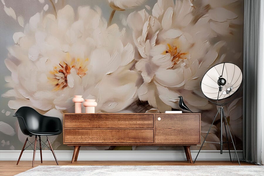 Pintura de flores brancas