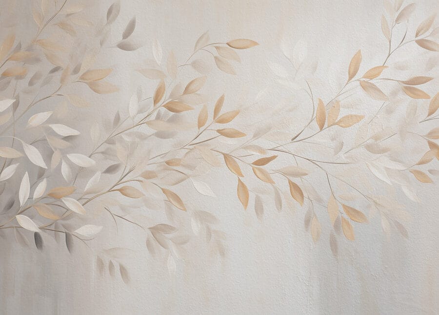 Folhas delicadas em tons suaves.