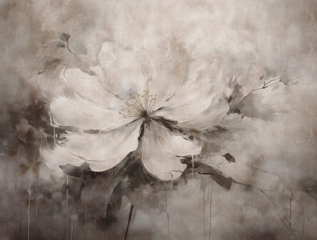 Pintura de uma flor branca Pintura de uma flor branca