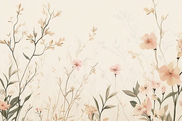 Papel de parede com flores e folhas Papel de parede com flores e folhas
