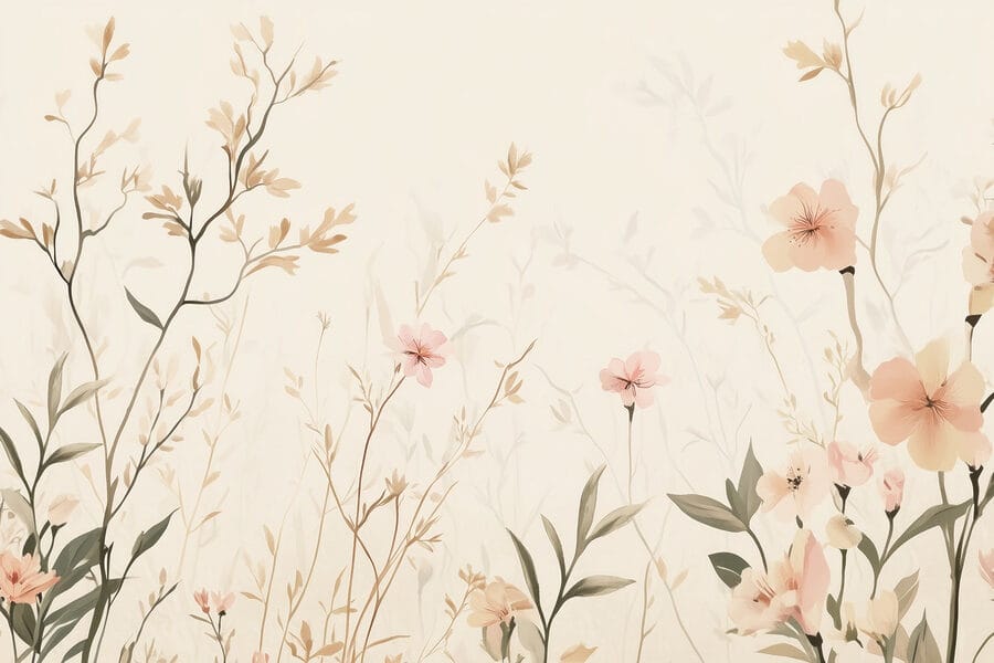 Papel de parede com flores e folhas Papel de parede com flores e folhas