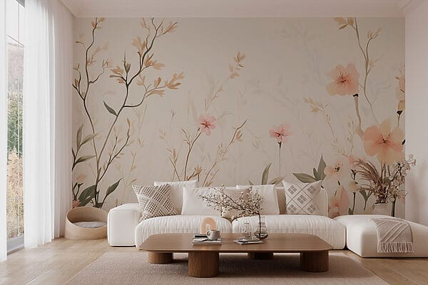 Papel de parede com flores e folhas Papel de parede com flores e folhas